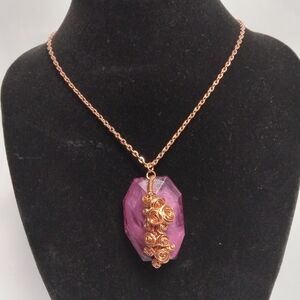 Hand Crafted Purple and Gold Necklace
